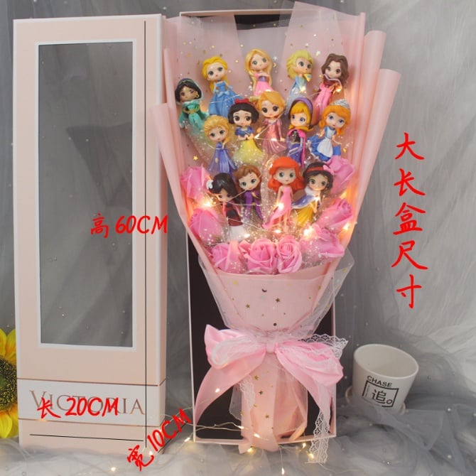 14pcs princess 8pcs soap flower bouquet with gift box