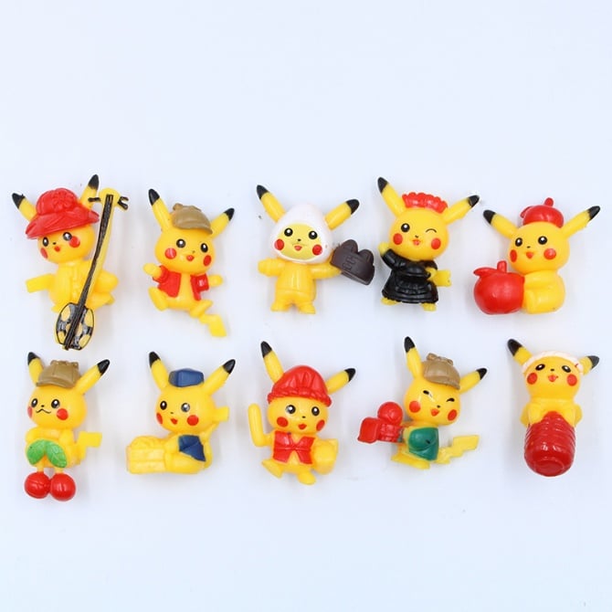 10 in 1 red pokemon pikachu cake topper figure figurine