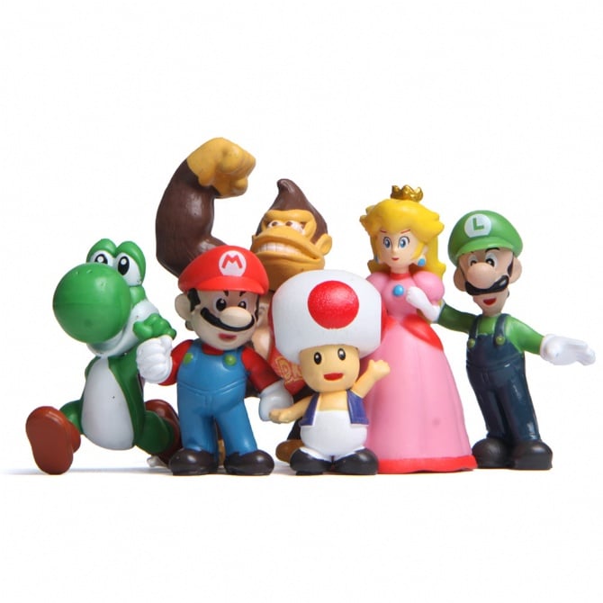 6 in 1 super mario Figurine Set Cake Toppe
