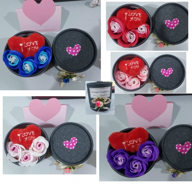 3pcs Soap Flower with love and gift box for valentine anniversary FREE CARD