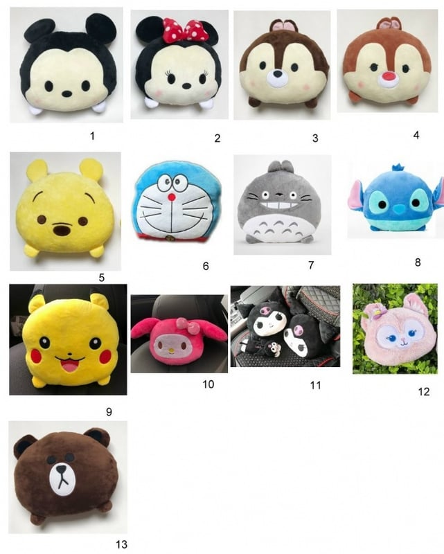 CARTOON car neck pillow doraemon pikachu micky minnie melody