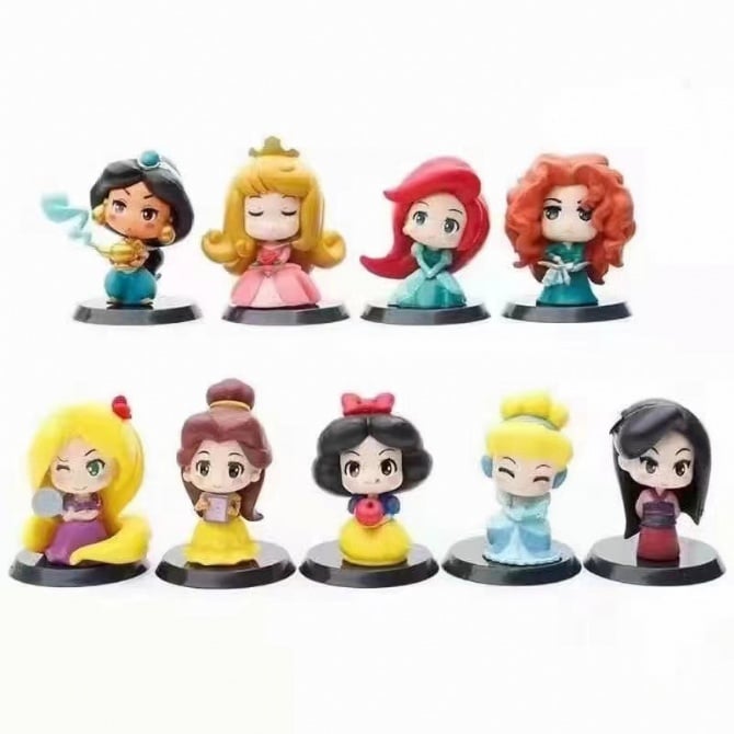 9 in 1 cute princess Figurine Set Cake Topper