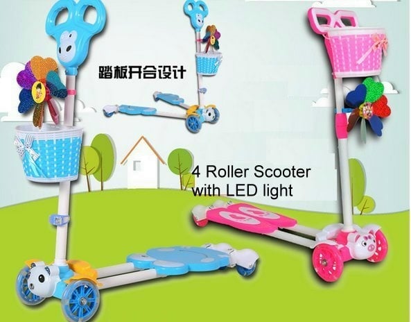 chirldred 4 roller scooter with LED light and music