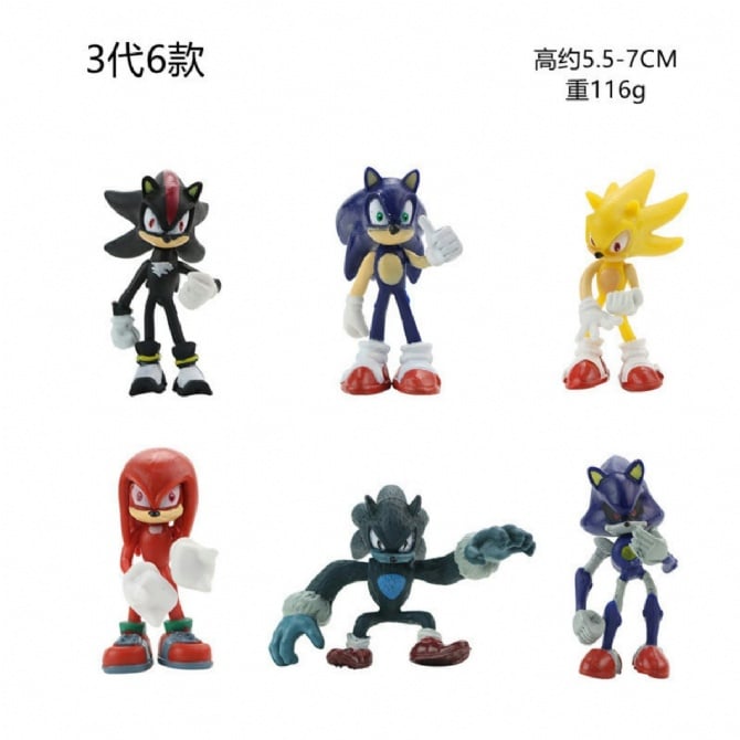6 IN 1 Sonic the Hedgehog Figurine set / cake Topper - D3