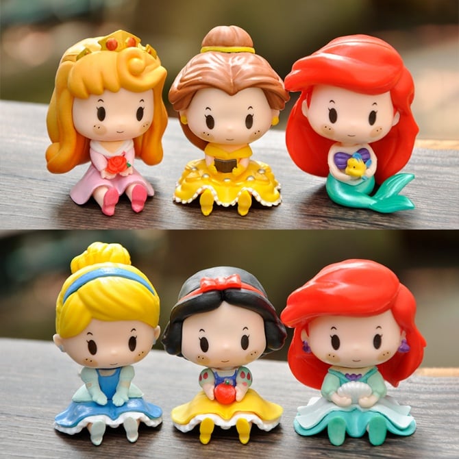 6 in 1 cute version princess Figurine Set Cake Topper