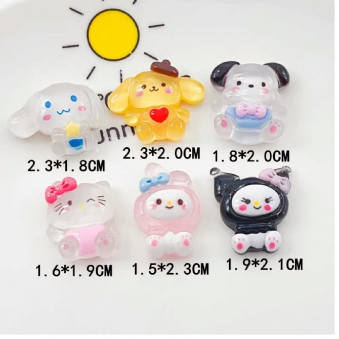 Sanrio Mini Sitting Animal diy Cream Glue Phone Case Accessories diy Hair Accessories Shoe Buckle Water Cup Patch Diy Resin Accessories  GCN30008