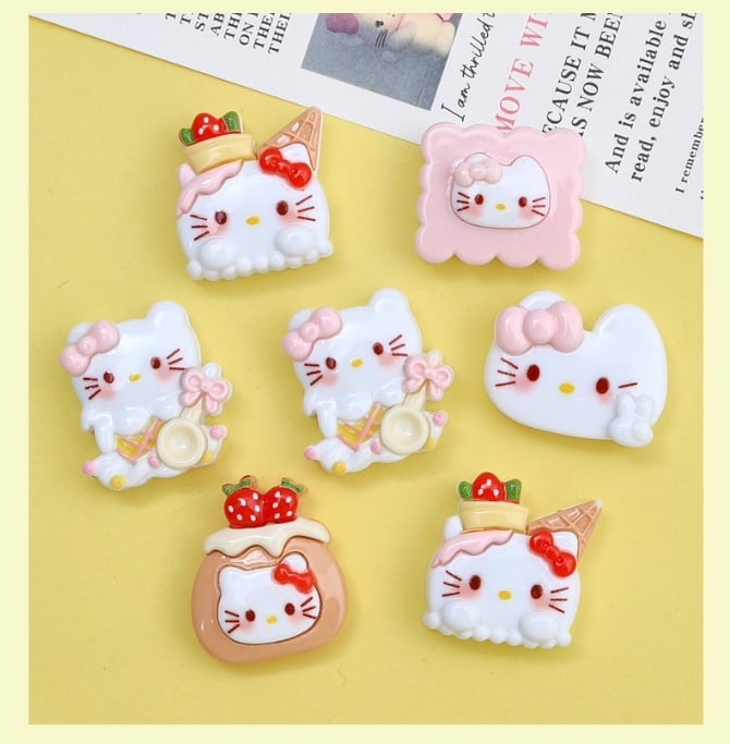 hello kitty Mini Sitting Animal diy Cream Glue Phone Case Accessories diy Hair Accessories Shoe Buckle Water Cup Patch Diy Resin Accessories  GCN30019