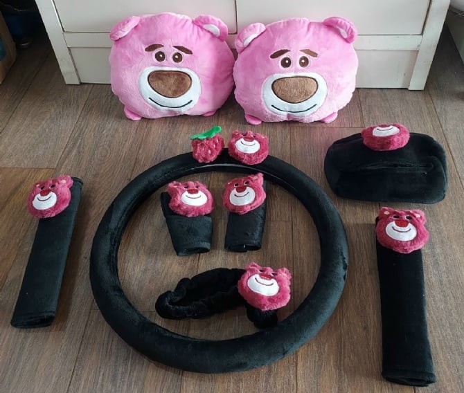 black Lotso soft Car accessories pillow hand Brake Gear Seat Belt Mirror