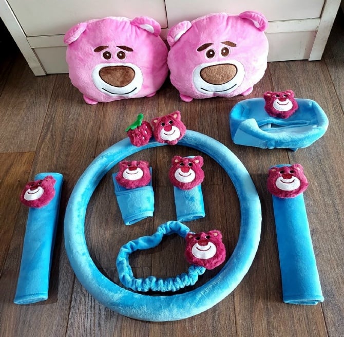 Blue Lotso soft Car accessories pillow hand Brake Gear Seat Belt Mirror