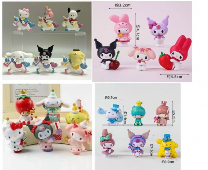 6 in 1 Sanrio melody kuromi CINNAMOROLL Figurine Cake Topper