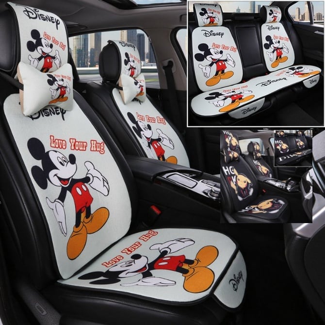 micky pikachu full set High-end anti-slip Summer linen car seat cushion