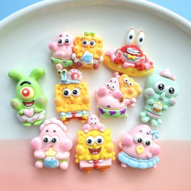 spongebob Mini Sitting Animal diy Cream Glue Phone Case Accessories diy Hair Accessories Shoe Buckle Water Cup Patch Diy Resin Accessories  GCN30031