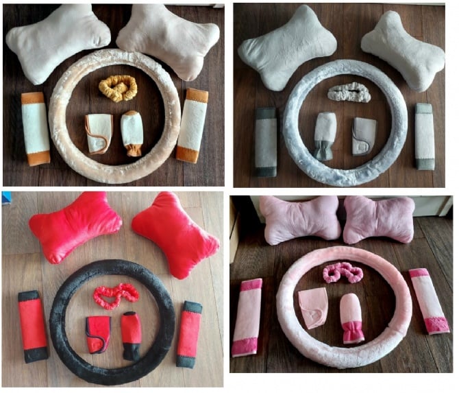 8 IN 1 soft Car accessories hand Brake Gear Seat Belt Mirror steering neck pillow