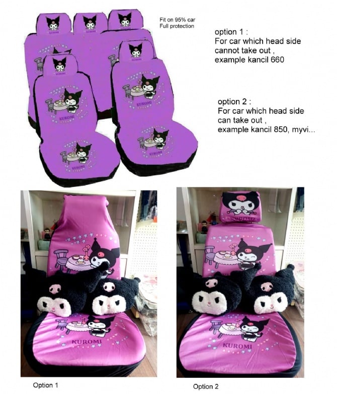 Top quality Kuromi universal high elastic car seat cover cartoon Breathable full cover full protective