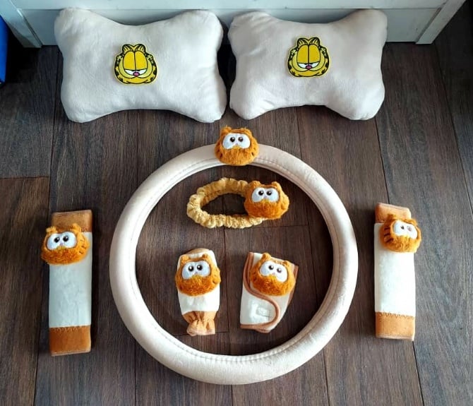 Garfield Brown soft Car accessories pillow hand Brake Gear Seat Belt Mirror