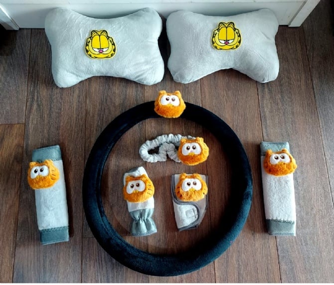 Garfield grey soft Car accessories pillow hand Brake Gear Seat Belt Mirror