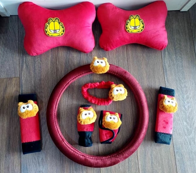 Garfield red soft Car accessories pillow hand Brake Gear Seat Belt Mirror