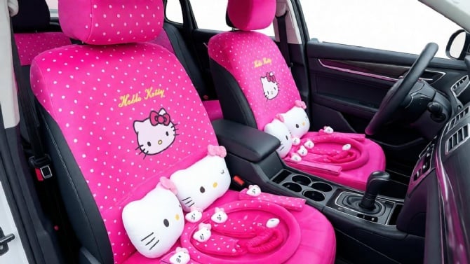 Hello kitty car seat cover Cystal Super soft full set with acc