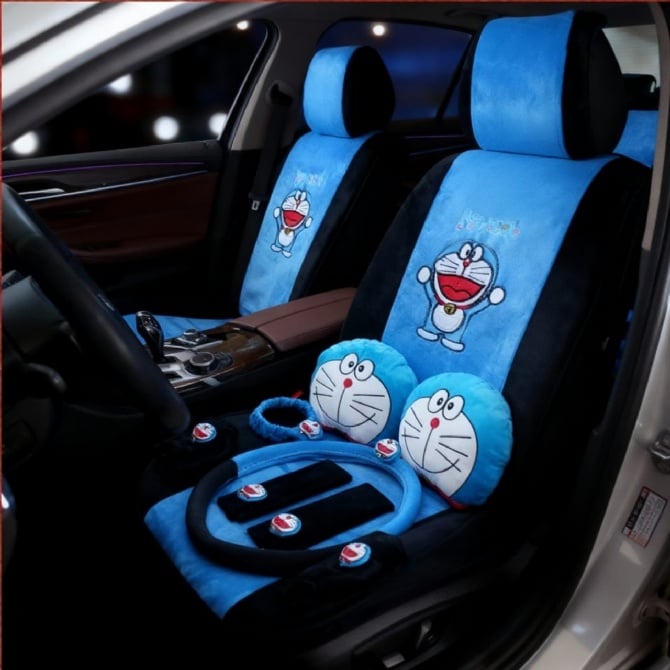 Doraemon car seat cover Cystal Super soft full set with acc