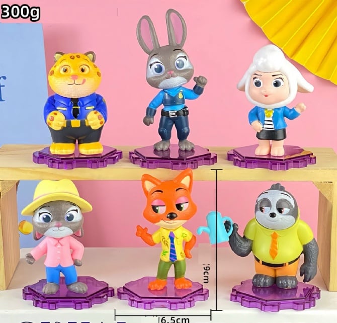 6 IN 1 Zootopia Cake Topper /Figure set