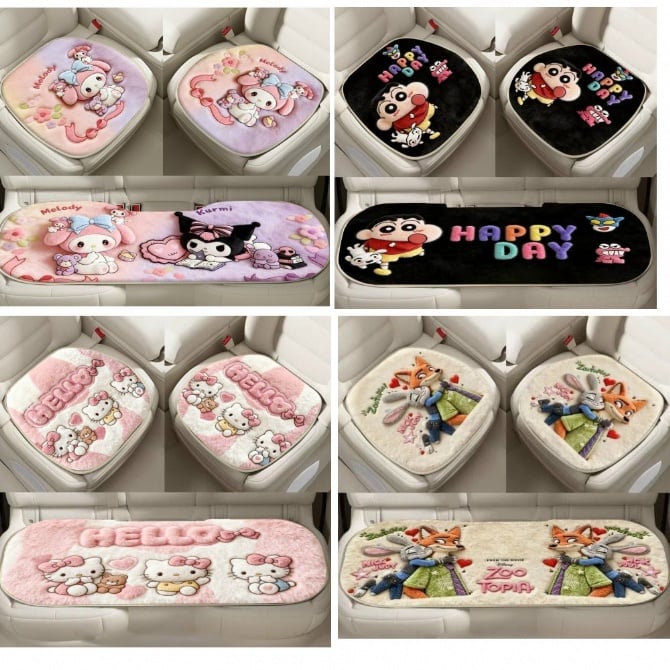 hello kitty kuromi melody shin chan zootopia soft New plush car seat cushion cover