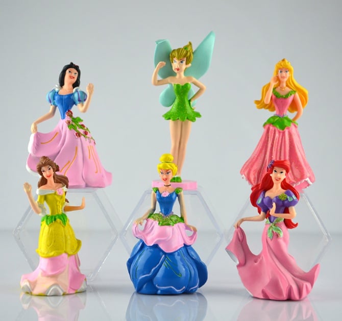 6 in 1 Cinderella, Princess Figurines Cake Topper/ Disney Princess free princees sticker