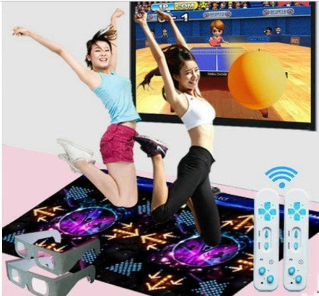 all in 1 double person HD Dancing Mat with dance, games, sensor 3D games and YOGA with 2pcs remote control