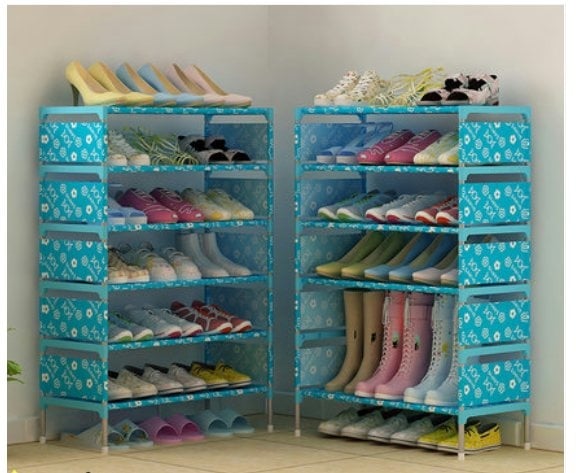 DIY Simple7 Tier  Shoe Rack Multipurpose blue