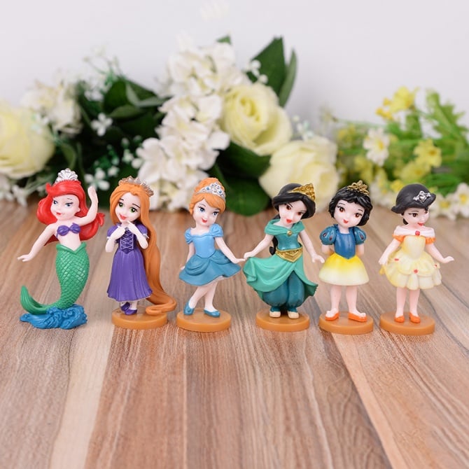 6 in 1 Disney Princess Q-Version Figurine Set / Cake Topper