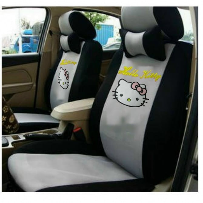 Hello Kitty add thick Spacer Fabric Quality with full colour Full Set Car Seat Cover Front and Back Seat