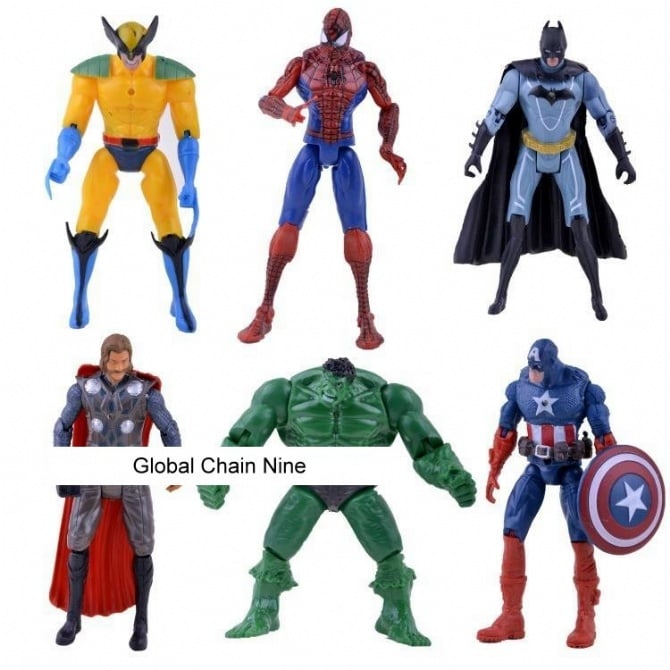 6 in 1 Figurine set / cake Topper for batman hulk spiderman iron man thor Wolverine