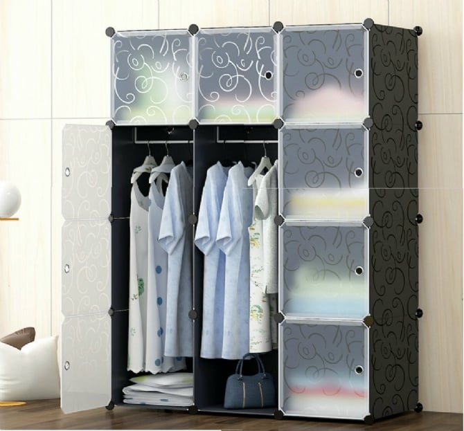 Cabinet 12 Cubes black stripes DIY Wardrobe deep 47cm