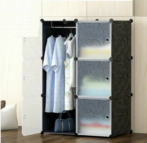 Cabinet 6 Cubes black stripes DIY Wardrobe deep 47cm