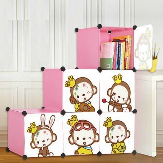 Cabinet 6 Cubes monkey BOOKSELF DIY Storage Box -D1