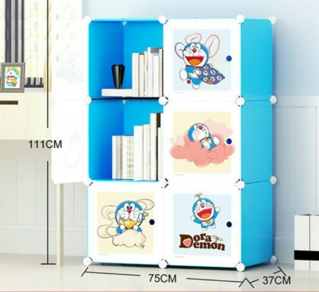 Cabinet 6 Cubes Doraemon bookshelf DIY Storage Box-D1