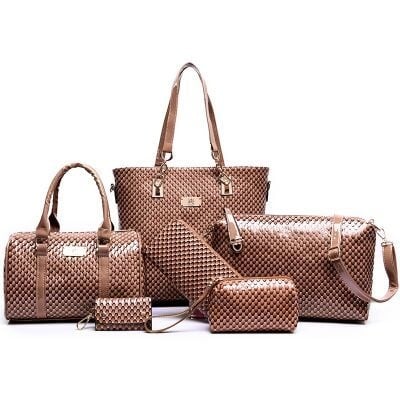6 in 1 Korea styles top qualty Tote Bag, Handbag - brown