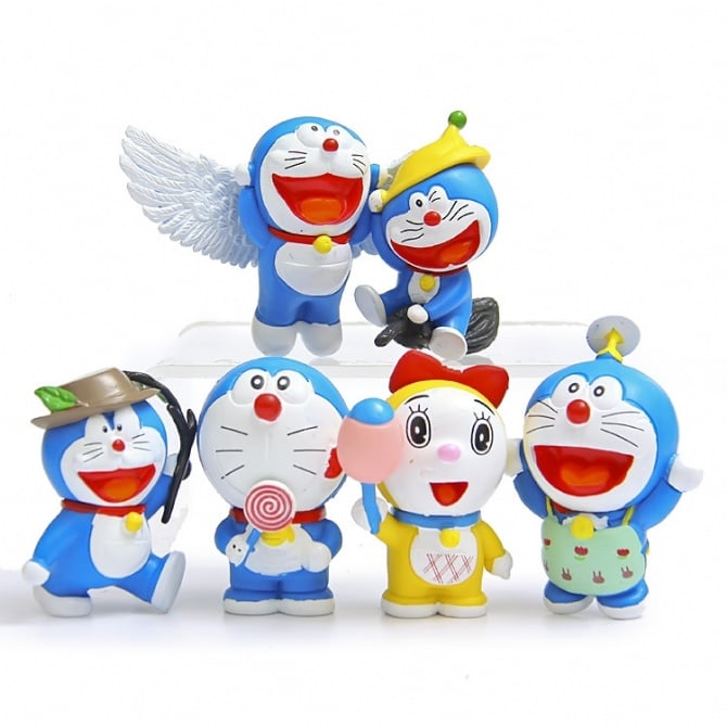 Doreamon 6Pcs/set figure cake topper