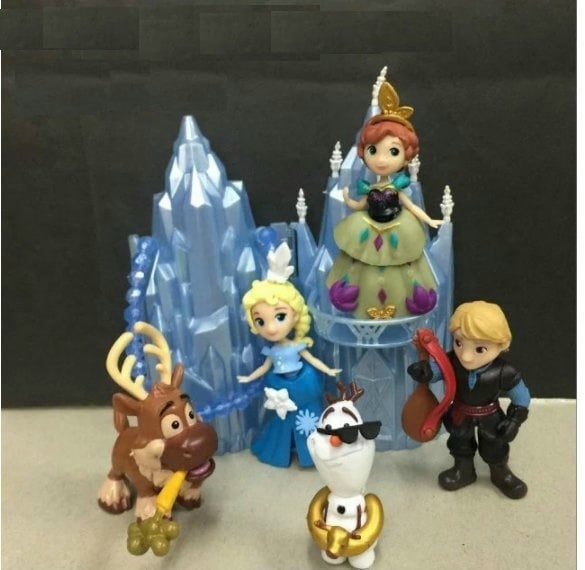 6 in 1 Frozen Disney Q Version Elsa, Anna, Olaf, Kristoff Cake Topper /Figure set