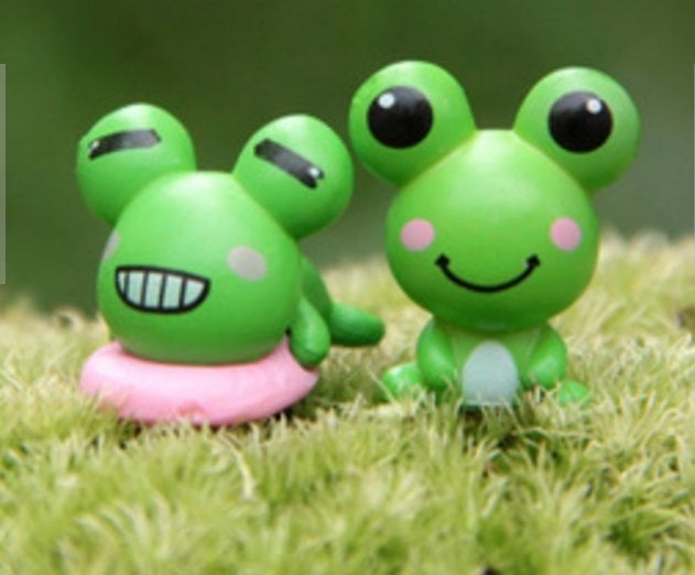 Grandfather mother frog Figurine Set / Cake Topper (2 in 1)