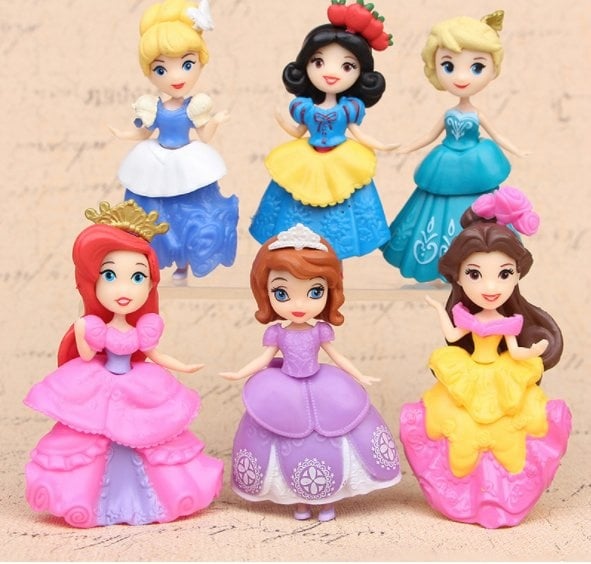 6 in 1 Princess Q-Version Figurine Set / Cake Topper