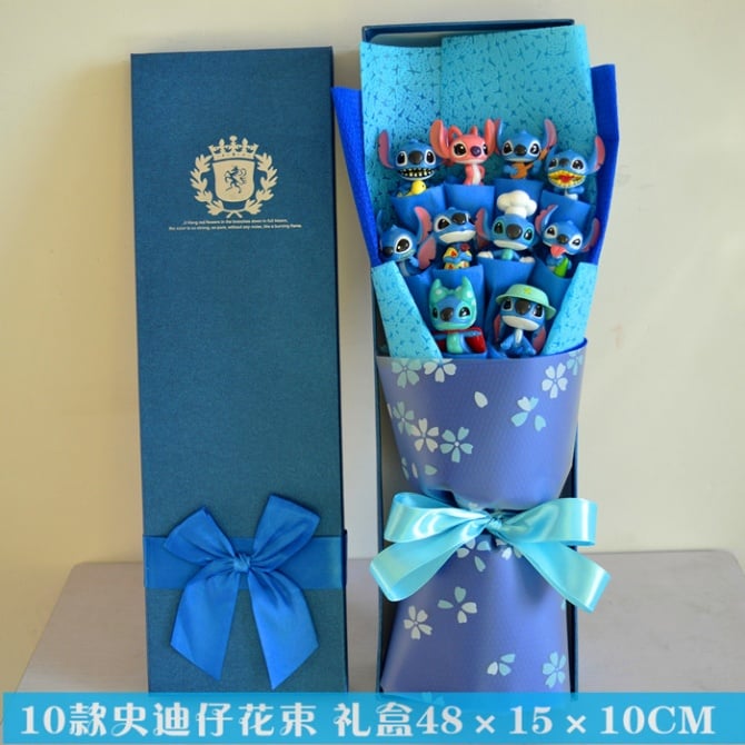 10pcs stitch and gift box /cartoon bouquet free present card