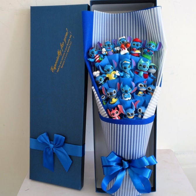 18pcs stitch with gift box /cartoon bouquet free present card