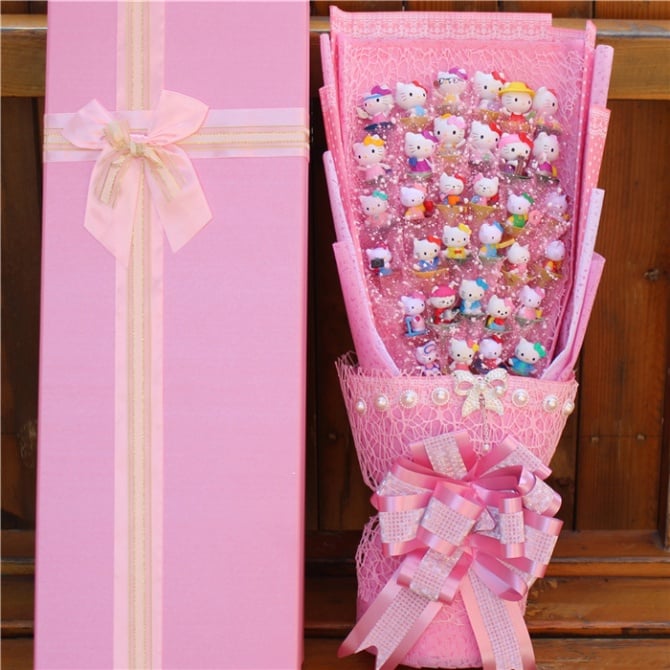 33pcs hello kitty with gift box /cartoon bouquet free present card -preorder 3-5 days