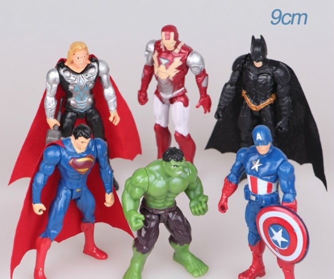 6 in 1 Figurine set / cake Topper for batman hulk spiderman iron man thor Wolverine 2 DESIGN