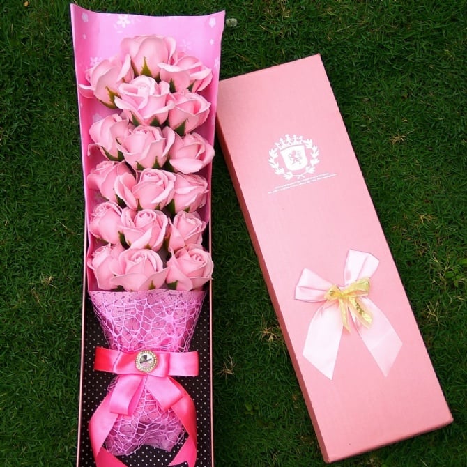 18pcs soap flower with gift box