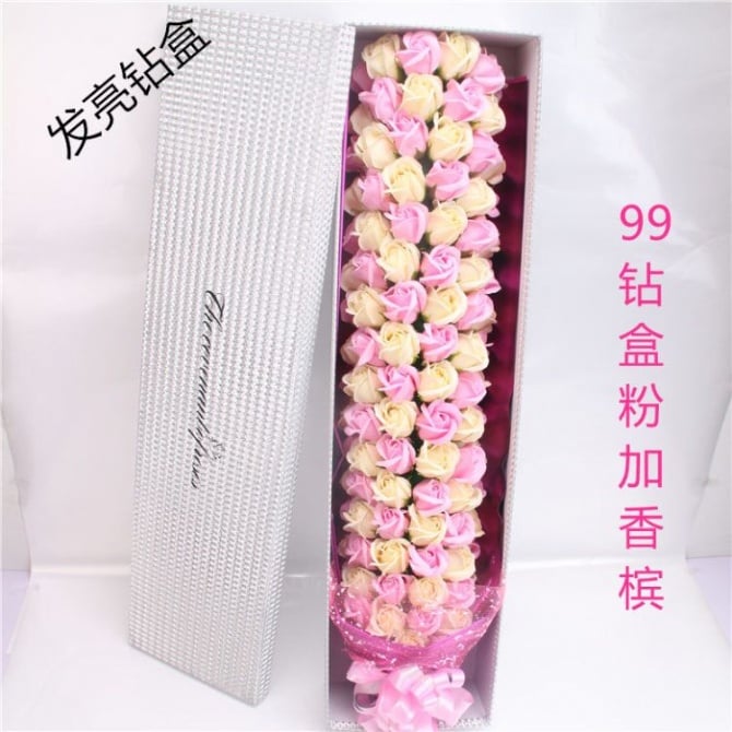 99pcs mix colour Soap Flowers Gift with gift box/ Love Present for Birthday Anniversary Valentines mother's father's day present card