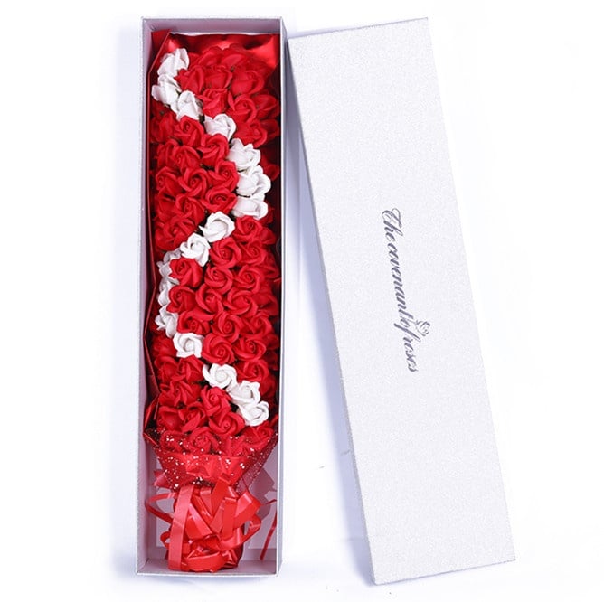99pcs love Soap Flowers Gift with gift box/ Love Present for Birthday Anniversary Valentines mother's father's day present card