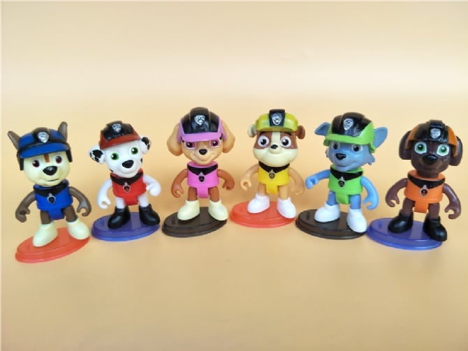 6 in 1 PAW Patrol Q version Cake Topper /Figure set