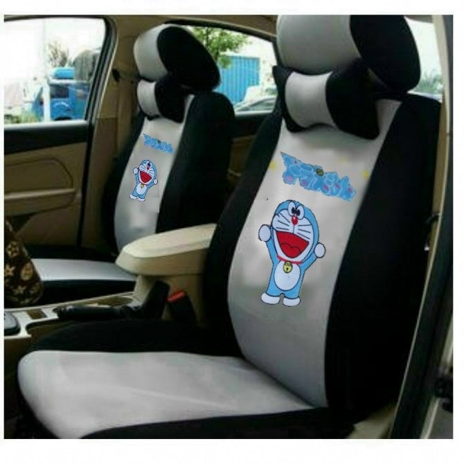 NEW colour :Doraemon add thick Spacer Fabric Quality with full colour Full Set Car Seat Cover Front and Back Seat