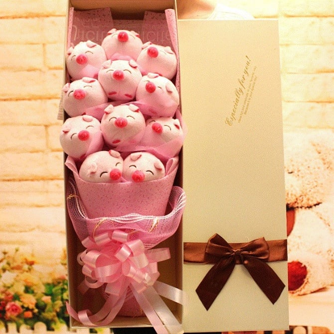 11pcs cute pig with gift box